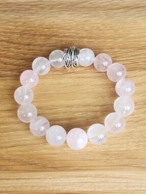Pink Rose Quartz Beads Bracelet, Stretch, Hand Crafted
